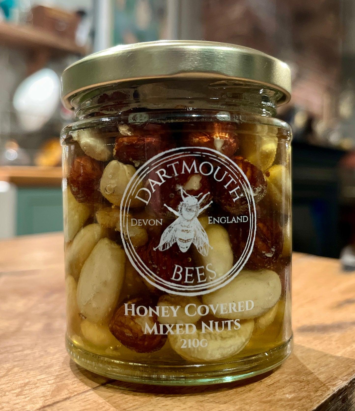 Mixed nuts immersed in Raw Dartmouth Honey